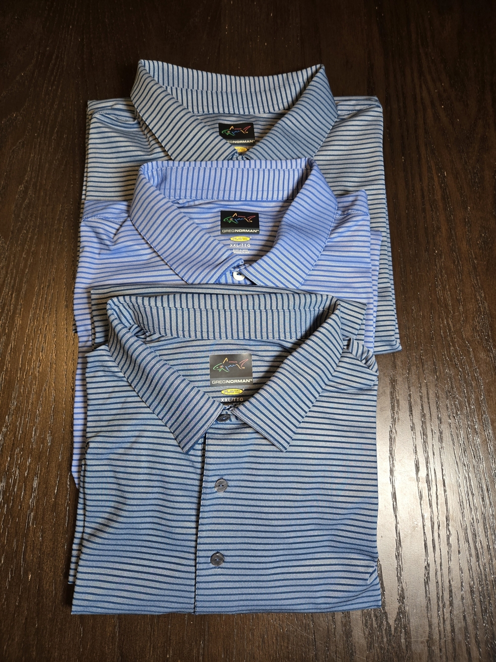 Lot of 3 Greg Norman Play Dry Striped Polo Shirts - XXL